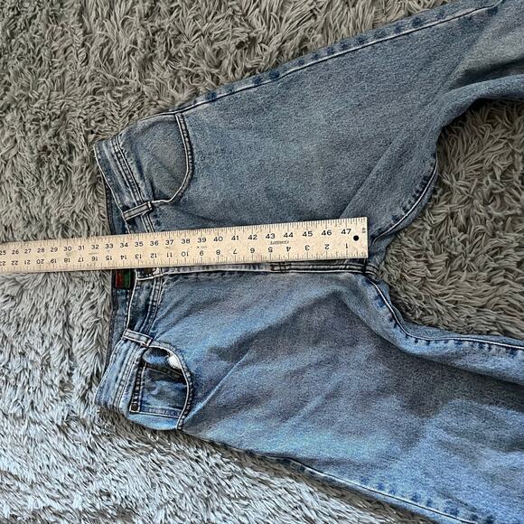 Vintage Structure Baggy Button Fly Blue Denim Jeans 1990s - Picture 7 of 11